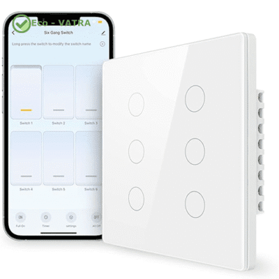 کلید لمسی 6 پل هوشمند بیسیم - زیگبی (Zigbee) - تویا (Tuya)