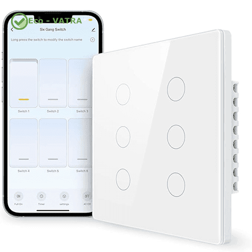 کلید لمسی 6 پل هوشمند بیسیم - زیگبی (Zigbee) - تویا (Tuya)