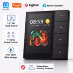 کلید ترکیبی 4 پل زیگبی و پنل لمسی ۳.۵ اینچ Tuya مدل ZIGBEE - F3 Pro - رنگ مشکی