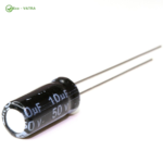 خازن - Capacitor 10uF 50V ks 1000H DIP-4*7mm مشکی سفید