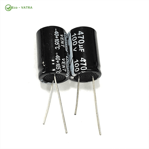خازن-Capacitor-470uF-100V--2516mm---DIP-مشکی-سفید، خازن Capacitor 470uF 100V- 25*16mm - DIP مشکی سفید - Image 1