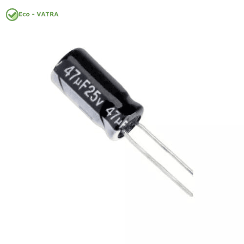 خازن-Capacitor-47uF-25V--75mm--DIP-مشکی-سفید1 خازن Capacitor 47uF 25V -7*5mm- DIP مشکی سفید - Image 1