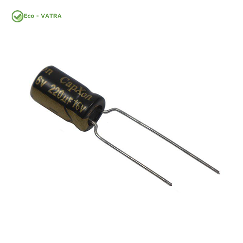 خازن-mm6.311-Capacitor-220uF-16V-Long-Life-DIP-مشکی-طلایی خازن mm6.3*11 Capacitor 220uF 16V Long Life DIP مشکی طلایی - Image 1