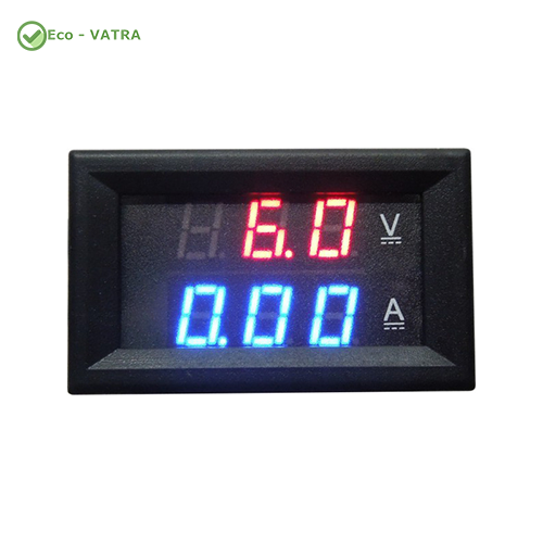 ولتمتر و آمپرمتر DC روپنلی 10 آمپر 0v-100v دو رنگ قرمز و آبی